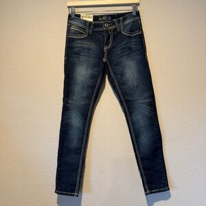Vintage Angels Jeans Womens Size 7 Dark Wash Thick Stitch Skinny Stretch Denim